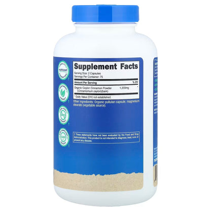 Nutricost Ceylon Cinnamon 1200mg – 150 Capsules, Premium Cinnamon Herbal Supplement
