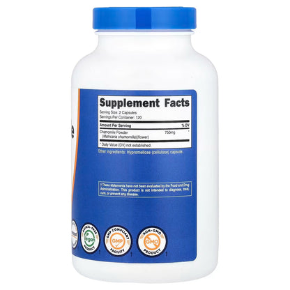 Nutricost Chamomile 750mg – 240 Vegetarian Capsules, 120 Servings, Gluten-Free Herbal Supplemen