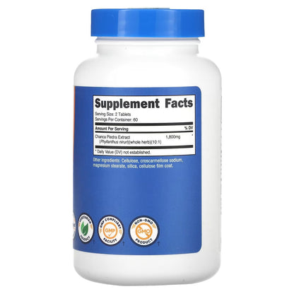 Nutricost Chanca Piedra Extract 1800mg – 120 Tablets, 60 Servings, GMO-Free Stone Breaker Herbal Supplement