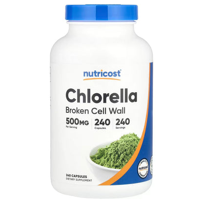 Nutricost Chlorella 500mg – 240 Vegetarian Capsules, Gluten-Free Algae Superfood Supplemen