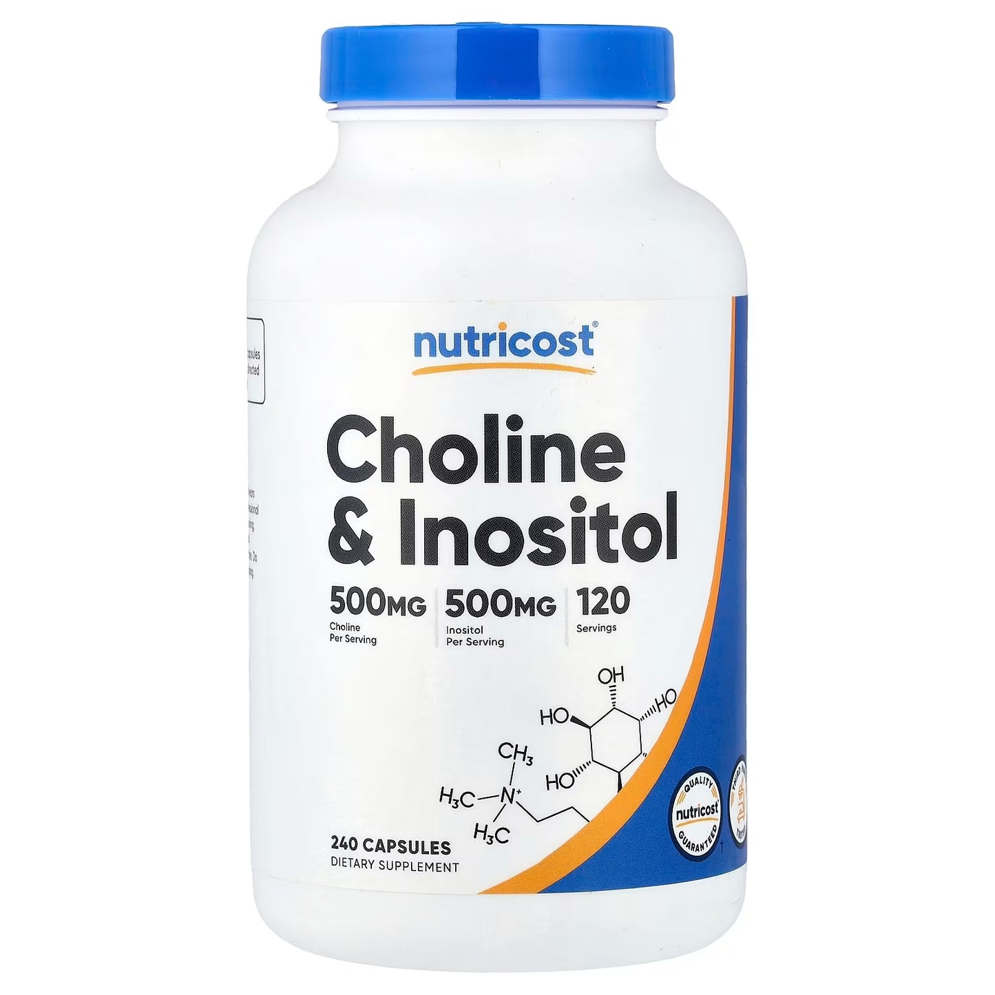 Nutricost Choline & Inositol 1000mg – 240 Capsules, Gluten-Free Choline & Inositol Supplement