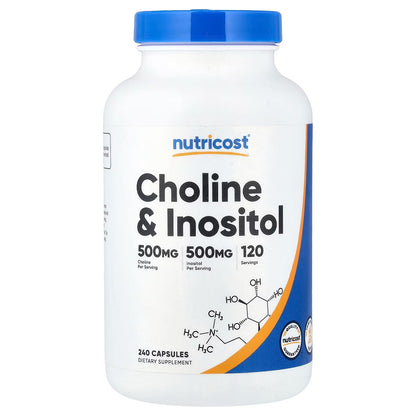 Nutricost Choline & Inositol 1000mg – 240 Capsules, Gluten-Free Choline & Inositol Supplement
