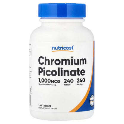 Nutricost Chromium 1000mcg – 240 Tablets, Gluten-Free & GMO-Free