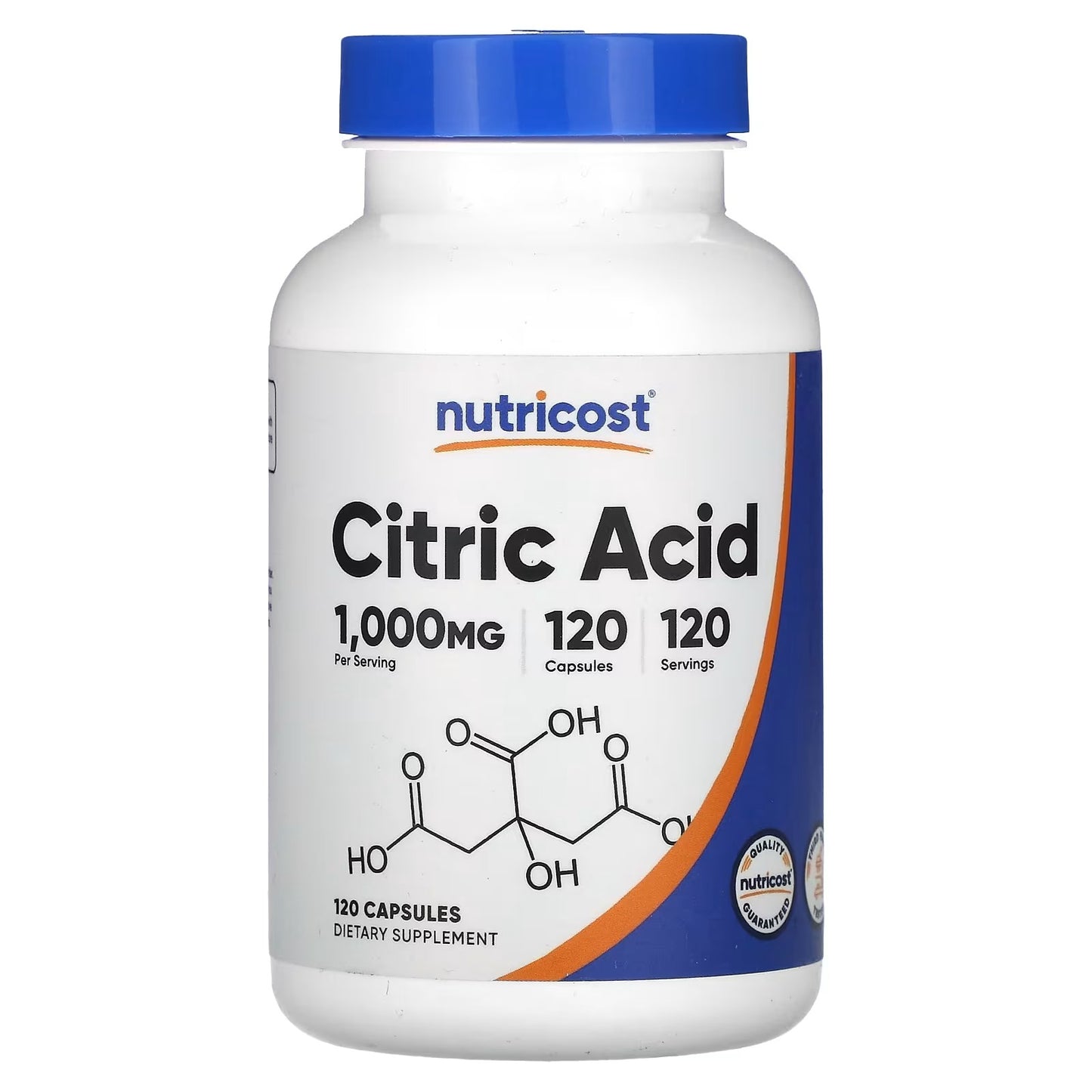 Nutricost Citric Acid 1000mg (1g) – 120 Capsules, Gluten-Free & Non-GMO Supplement