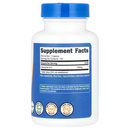 Nutricost CoQ10 100mg – 120 Vegetarian Capsules, 120 Servings, High-Absorption Coenzyme Q10, GMO-Free