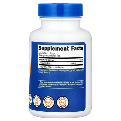 Nutricost CoQ10 100mg – 120 Vegetarian Capsules, 120 Servings, High-Absorption Coenzyme Q10, GMO-Free