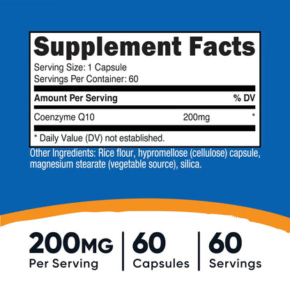Nutricost CoQ10 200mg – 60 Vegetarian Capsules, High-Absorption Coenzyme Q10, GMO-Free