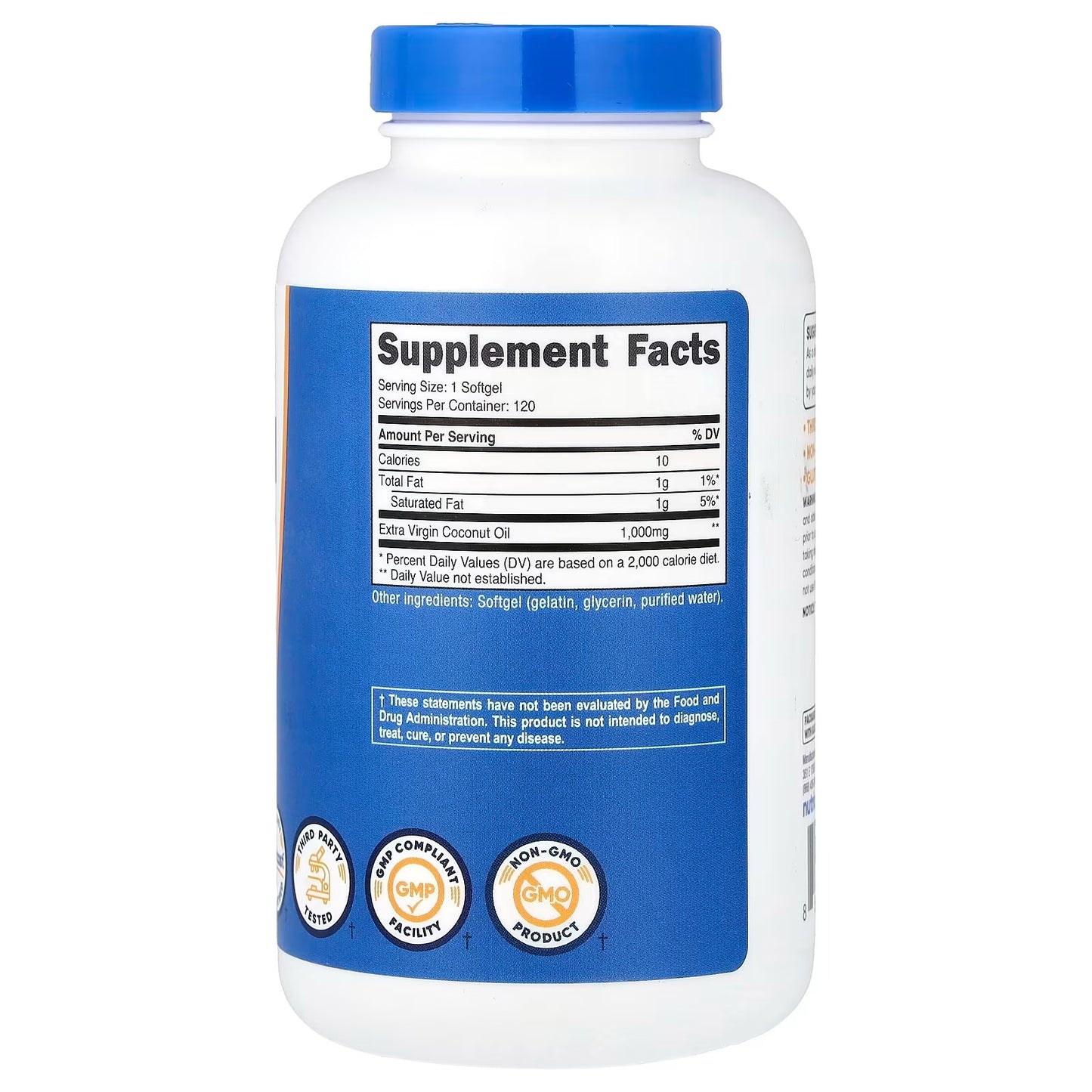 Nutricost Extra Virgin Coconut Oil 1000mg – 120 Softgels, Coconut Oil Dietary Supplement
