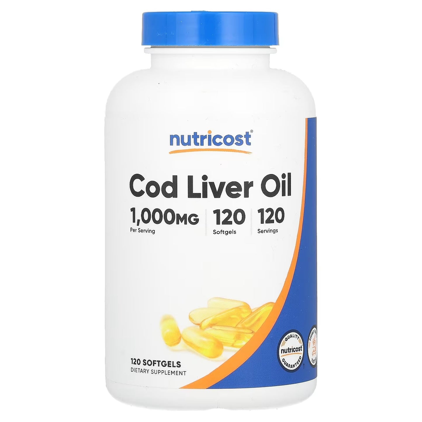 Nutricost Cod Liver Oil 1000mg – 120 Softgels, Non-GMO & Gluten-Free Omega Oil Supplement