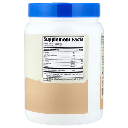 Nutricost Collagen Peptides Powder 1 lb (454g) – Vanilla Flavor, Grass-Fed Collagen Protein Supplemen