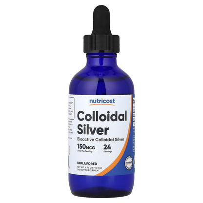 Nutricost Colloidal Silver 4 oz (118ml) – Cobalt Blue Glass Bottle, Colloidal Silver Liquid