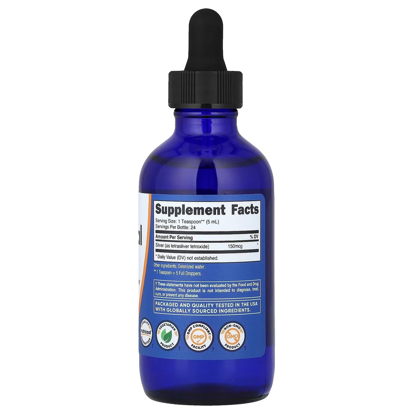 Nutricost Colloidal Silver 4 oz (118ml) – Cobalt Blue Glass Bottle, Colloidal Silver Liquid
