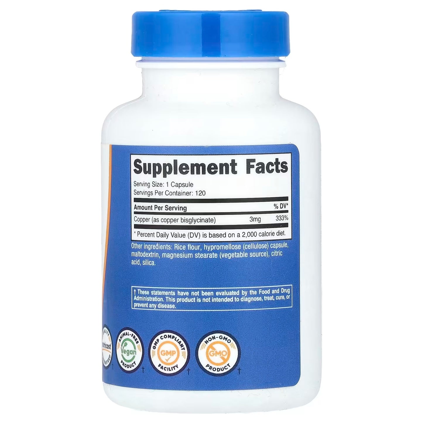 Nutricost Copper Glycinate 3mg – 120 Capsules, Chelated Copper Mineral Supplement