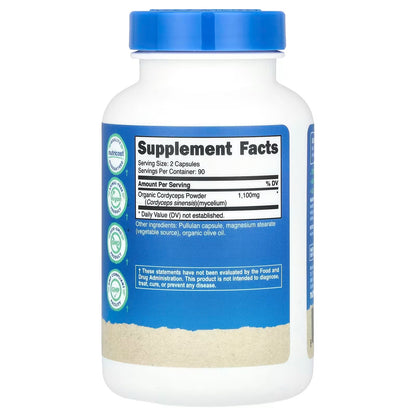 Nutricost Organic Cordyceps Mushroom 1100mg – 180 Capsules, CCOF Certified Organic Supplement