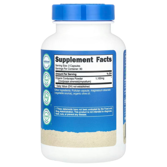 Nutricost Organic Cordyceps Mushroom 1100mg – 180 Capsules, CCOF Certified Organic Supplement