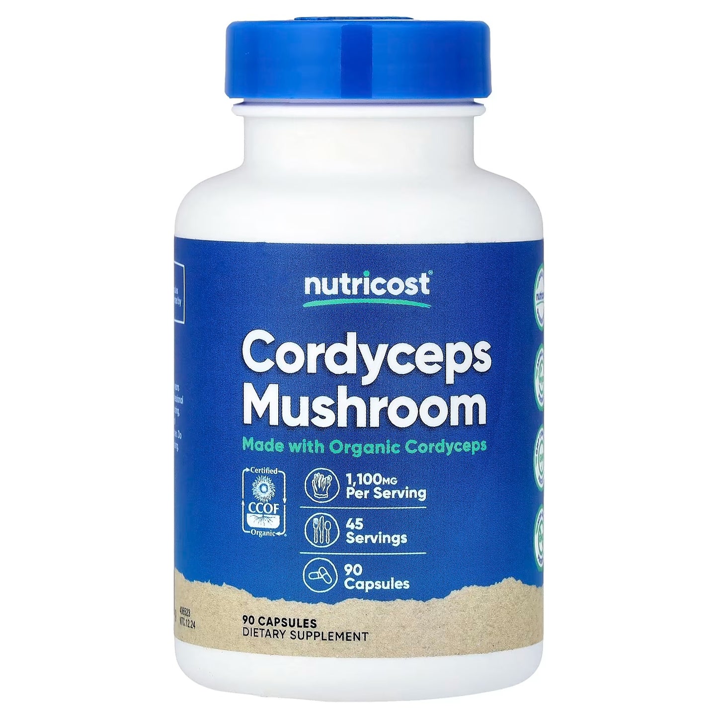Nutricost Cordyceps Mushroom 1100mg – 90 Capsules, 45 Servings, Gluten-Free Mushroom Supplement