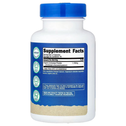 Nutricost Cordyceps Mushroom 1100mg – 90 Capsules, 45 Servings, Gluten-Free Mushroom Supplement