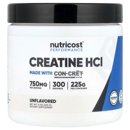 Nutricost Creatine HCl Powder 8 oz (227g) – Made with CON-CRET Creatine, Premium Creatine Supplement