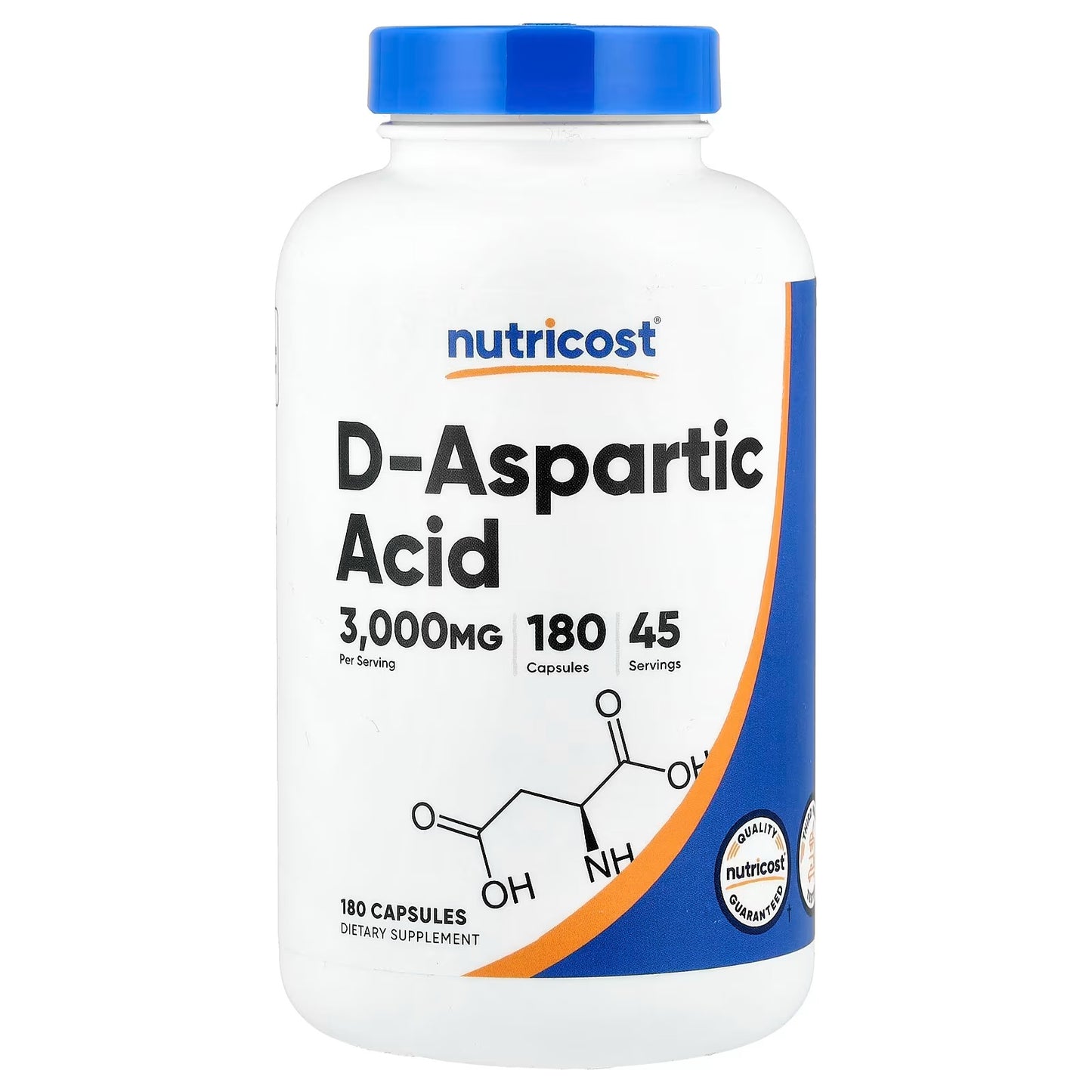 Nutricost D-Aspartic Acid 180 Capsules – 2 Bottles, Amino Acid Dietary Supplement