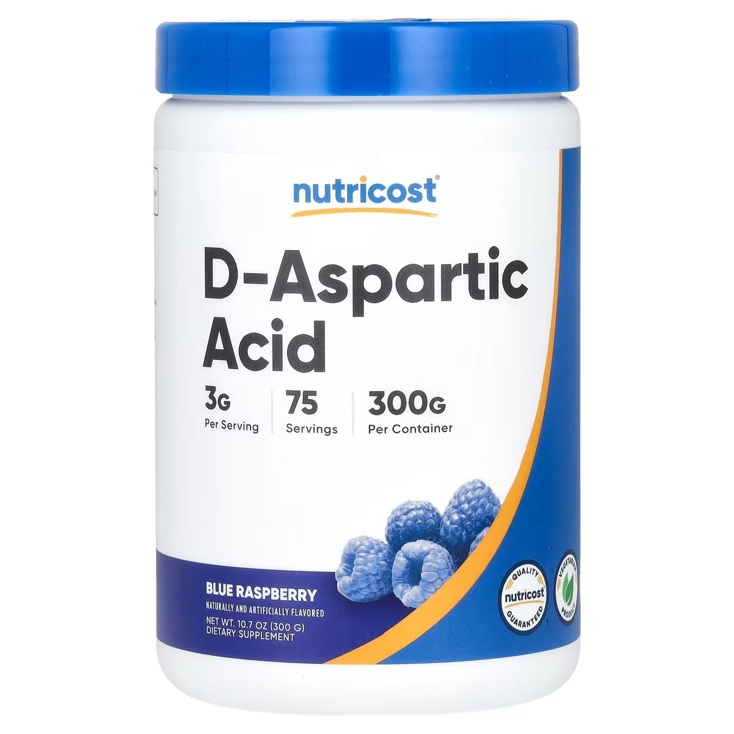 Nutricost D-Aspartic Acid (DAA) Powder 300g – Blue Raspberry Flavor, Flavored D-Aspartic Acid Supplement