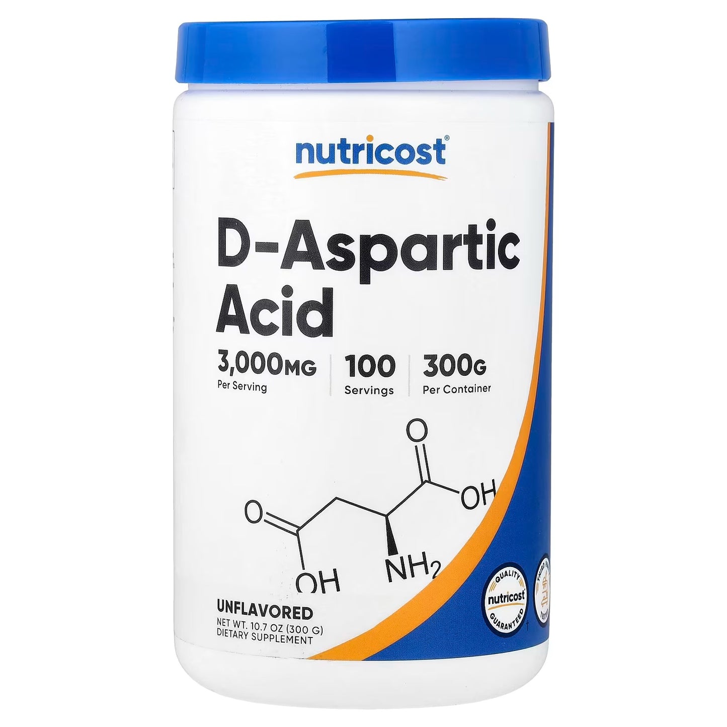 Nutricost D-Aspartic Acid (DAA) Powder 300g – Pure D-Aspartic Acid, Amino Acid Supplement