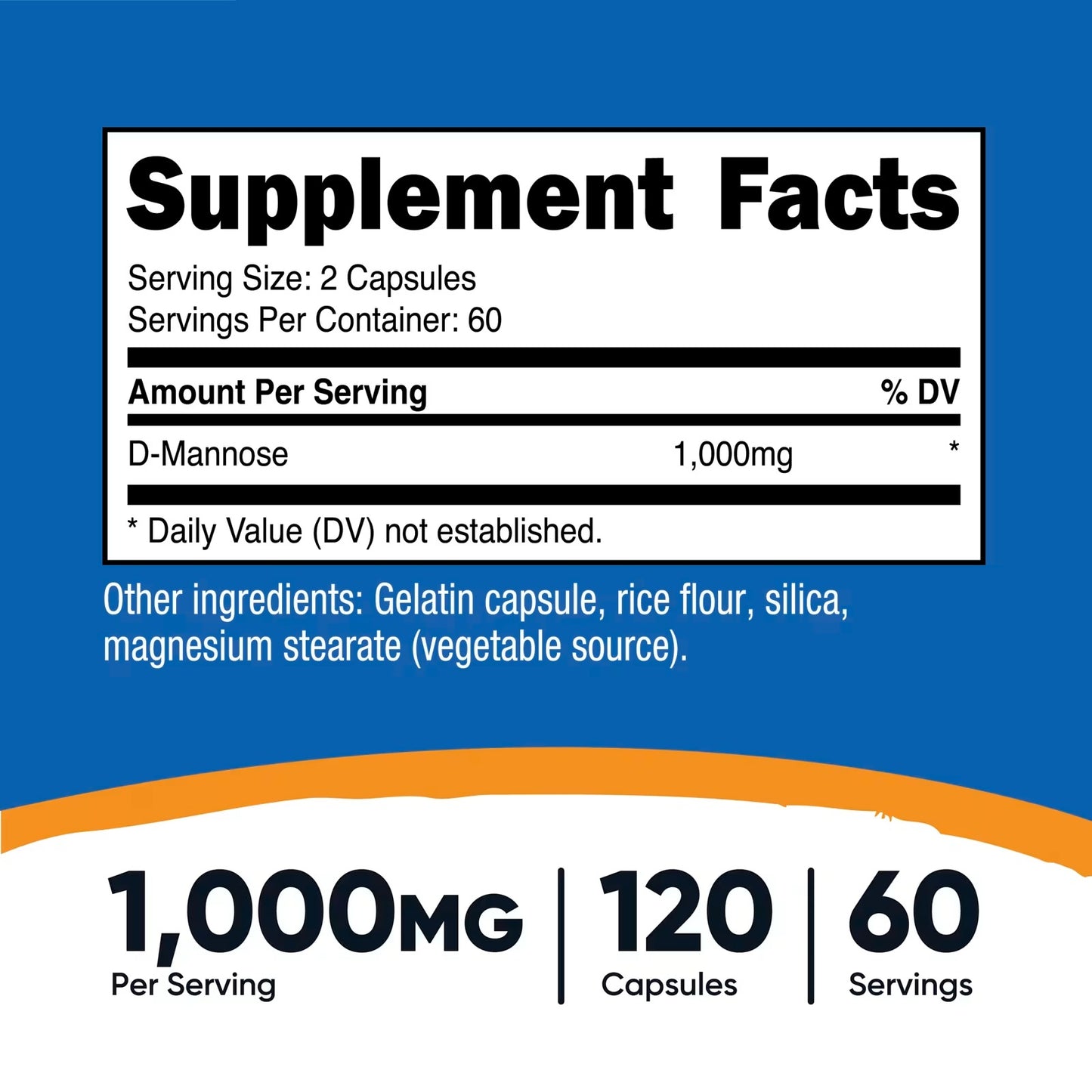 Nutricost D-Mannose 1000mg – 120 Capsules, 60 Servings, 500mg Per Capsule, GMO-Free & Gluten-Free