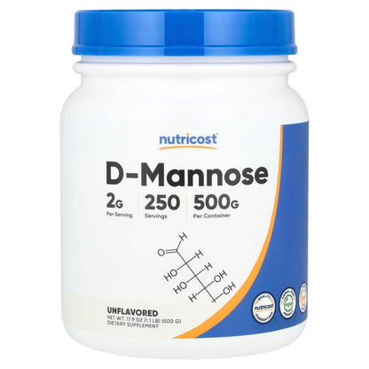 Nutricost D-Mannose Powder 500g – 250 Servings, Gluten-Free & Vegan D-Mannose Supplement