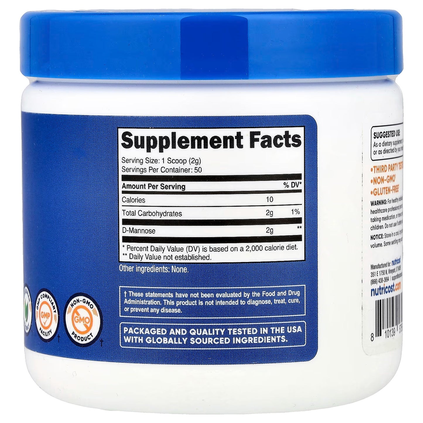 Nutricost D-Mannose with Cranberry Extract for Women – 180 Capsules, 60 Servings, Women’s Wellness Supplement
