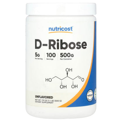 Nutricost D-Ribose Powder 500g – 5g Per Serving, GMO-Free Energy & Performance Supplement