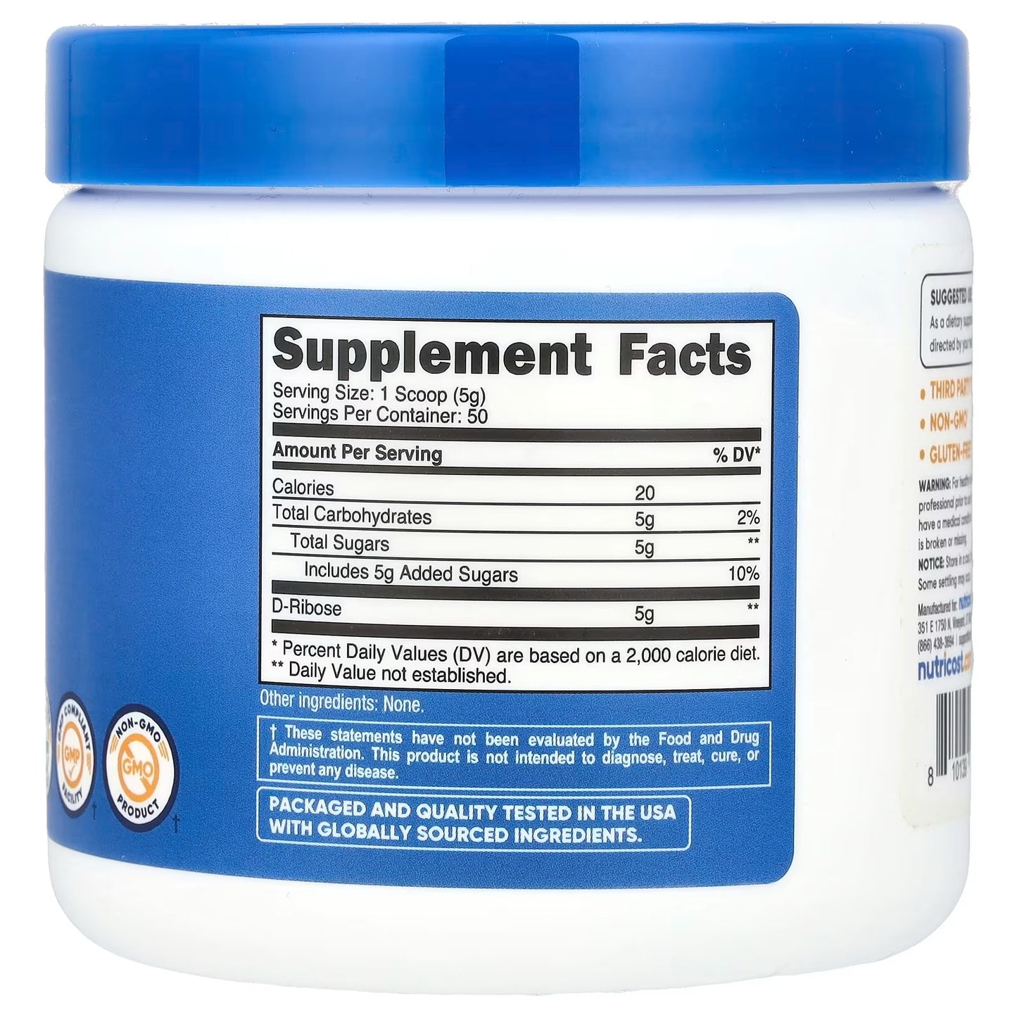 Nutricost D-Ribose Powder 250g – Pure D-Ribose Supplement, Unflavored Energy Support