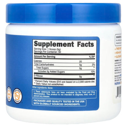 Nutricost D-Ribose Powder 250g – Pure D-Ribose Supplement, Unflavored Energy Support