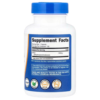 Nutricost DHEA 100mg – 120 Capsules, Gluten-Free, Soy-Free & GMO-Free Supplement