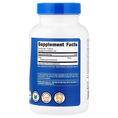 Nutricost DHEA 25mg – 240 Capsules, Gluten-Free, Soy-Free & GMO-Free Supplement