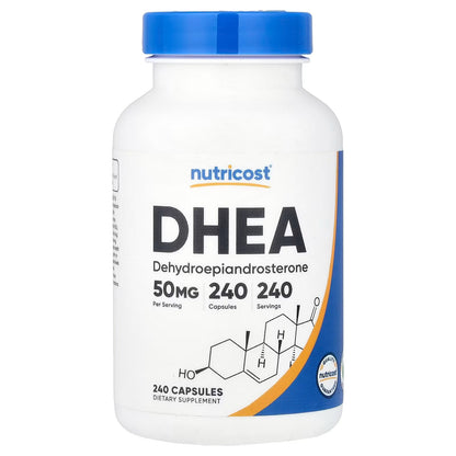 Nutricost DHEA 50mg – 240 Capsules, Gluten-Free & Soy-Free, GMO-Free Supplement