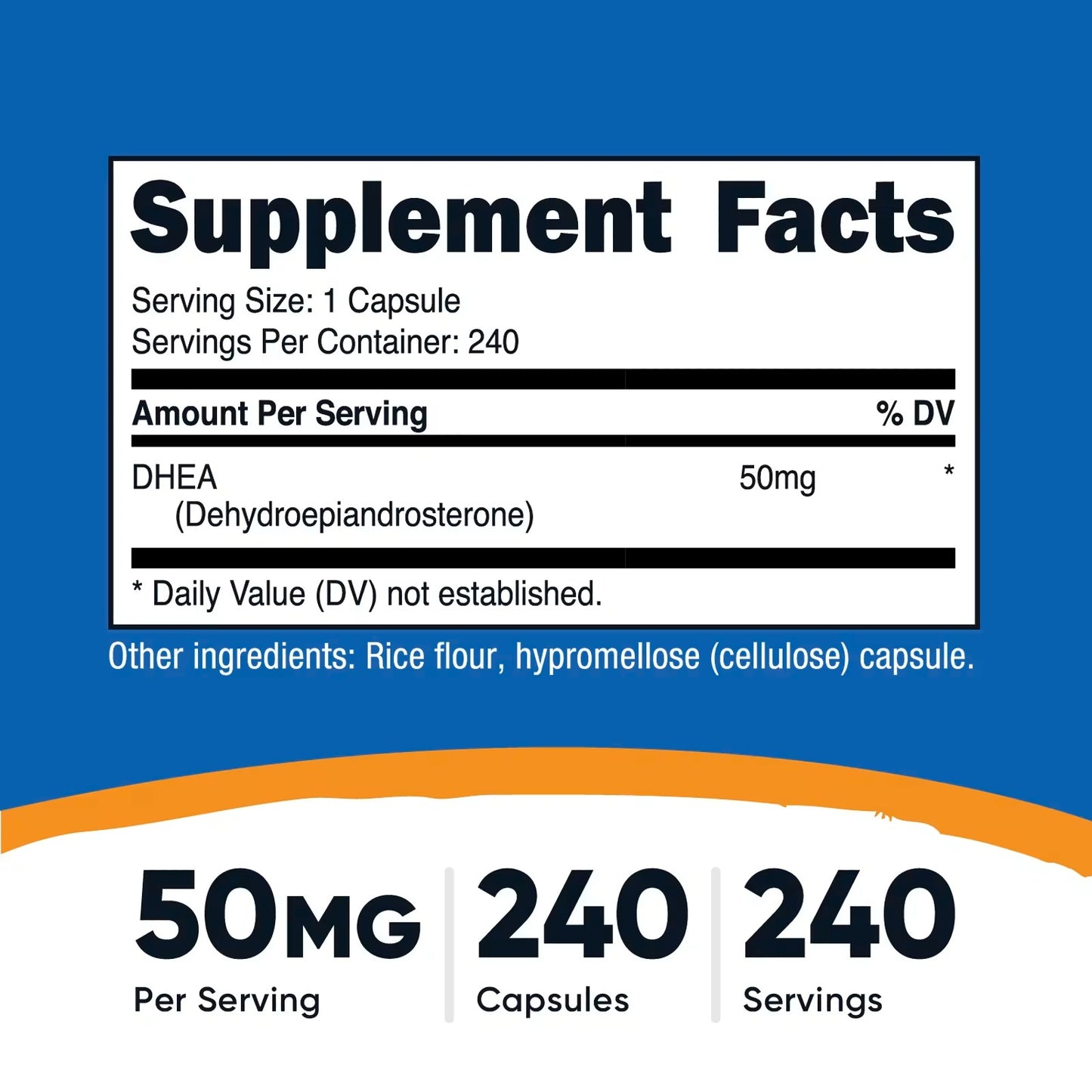Nutricost DHEA 50mg – 240 Capsules, Gluten-Free & Soy-Free, GMO-Free Supplement
