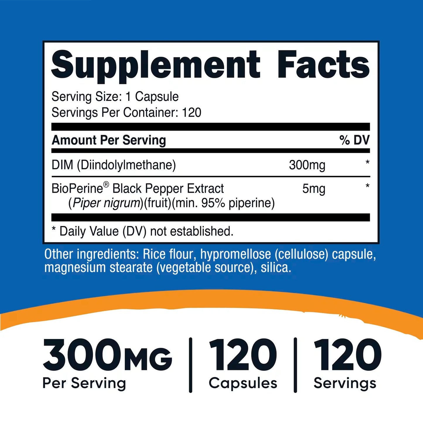 Nutricost DIM Plus BioPerine 300mg – 120 Vegetarian Capsules, 4-Month Supply, Max Strength Diindolylmethane