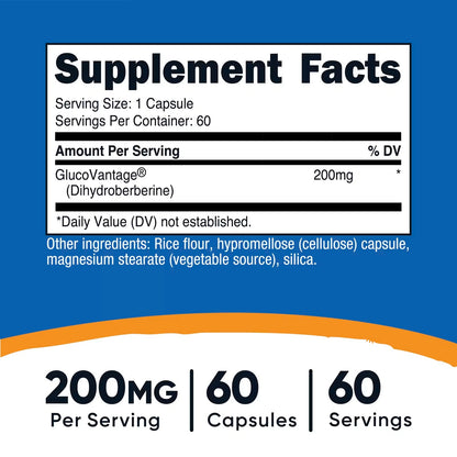 Nutricost Dihydroberberine 200mg – 60 Capsules | Highly Bioavailable Berberine Metabolite