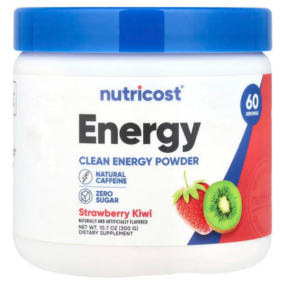 Nutricost Energy Complex Powder 300g – Strawberry Kiwi, 60 Servings, Energy & Performance Supplement