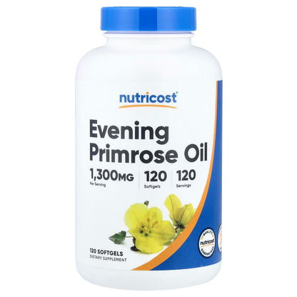 Nutricost Evening Primrose Oil 1300mg – 120 Softgels, Cold-Pressed, GMO-Free & Gluten-Free