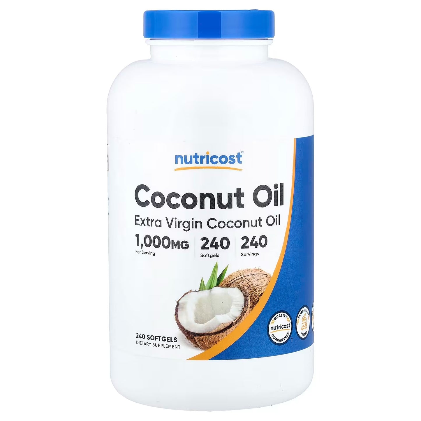Nutricost Extra Virgin Coconut Oil 1000mg – 240 Softgels, Coconut Oil Dietary Supplement