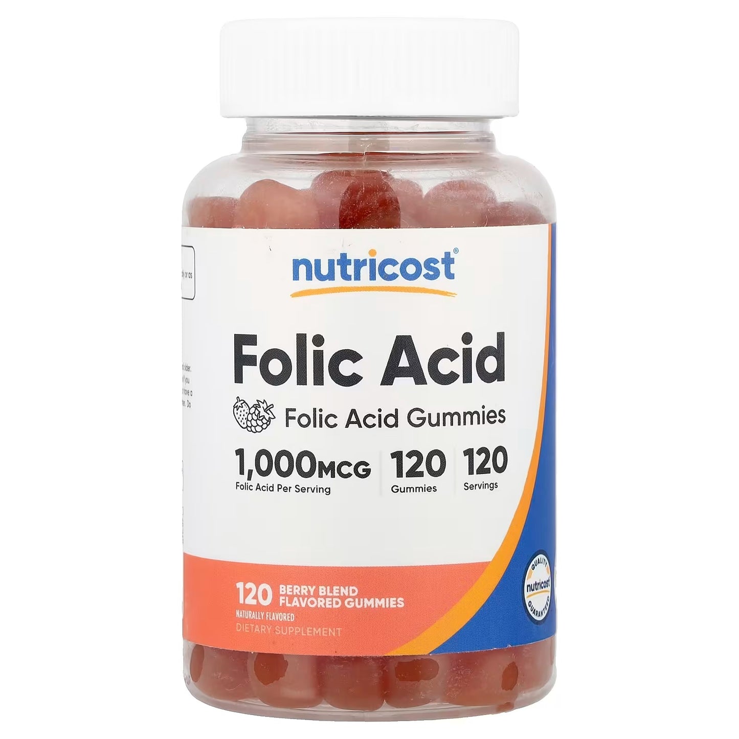 Nutricost Folic Acid 1000mcg (Vitamin B9) – 120 Vegetarian Gummies, Folate Supplement