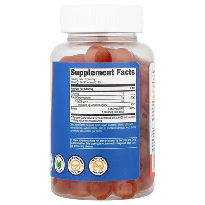 Nutricost Folic Acid 1000mcg (Vitamin B9) – 120 Vegetarian Gummies, Folate Supplement