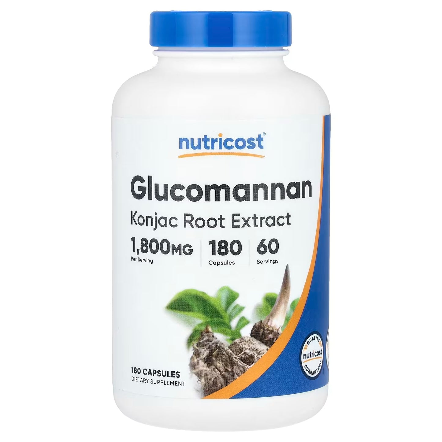 Nutricost Glucomannan 1800mg – 180 Capsules, Natural Fiber Supplement, Gluten-Free & GMO-Free