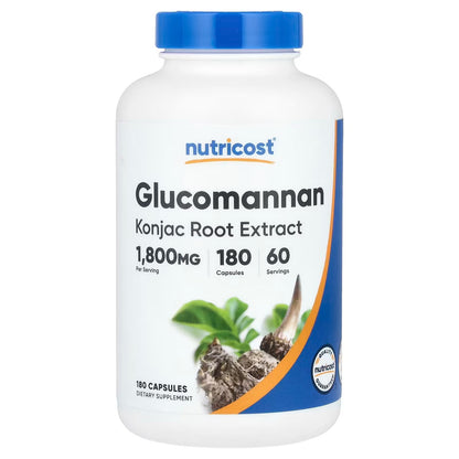Nutricost Glucomannan 1800mg – 180 Capsules, Natural Fiber Supplement, Gluten-Free & GMO-Free
