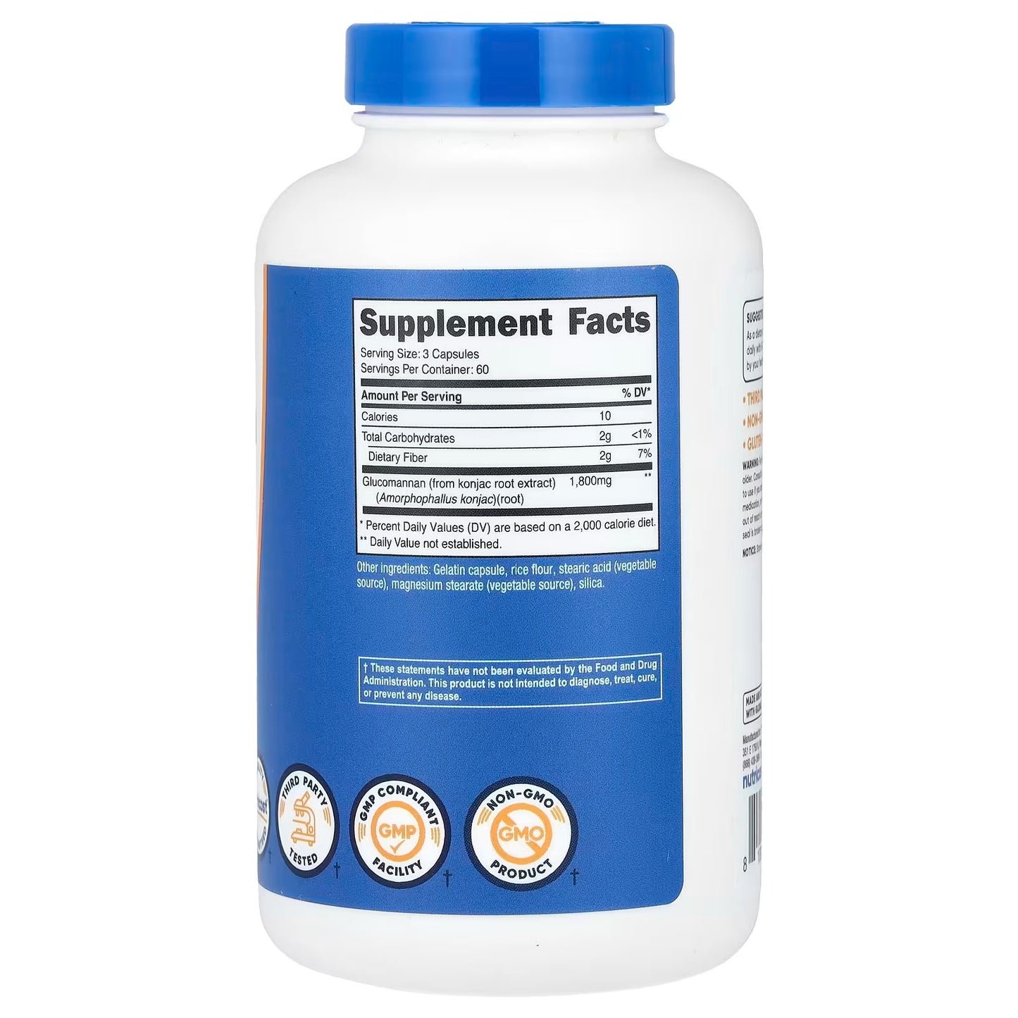 Nutricost Glucomannan 1800mg – 180 Capsules, Natural Fiber Supplement, Gluten-Free & GMO-Free