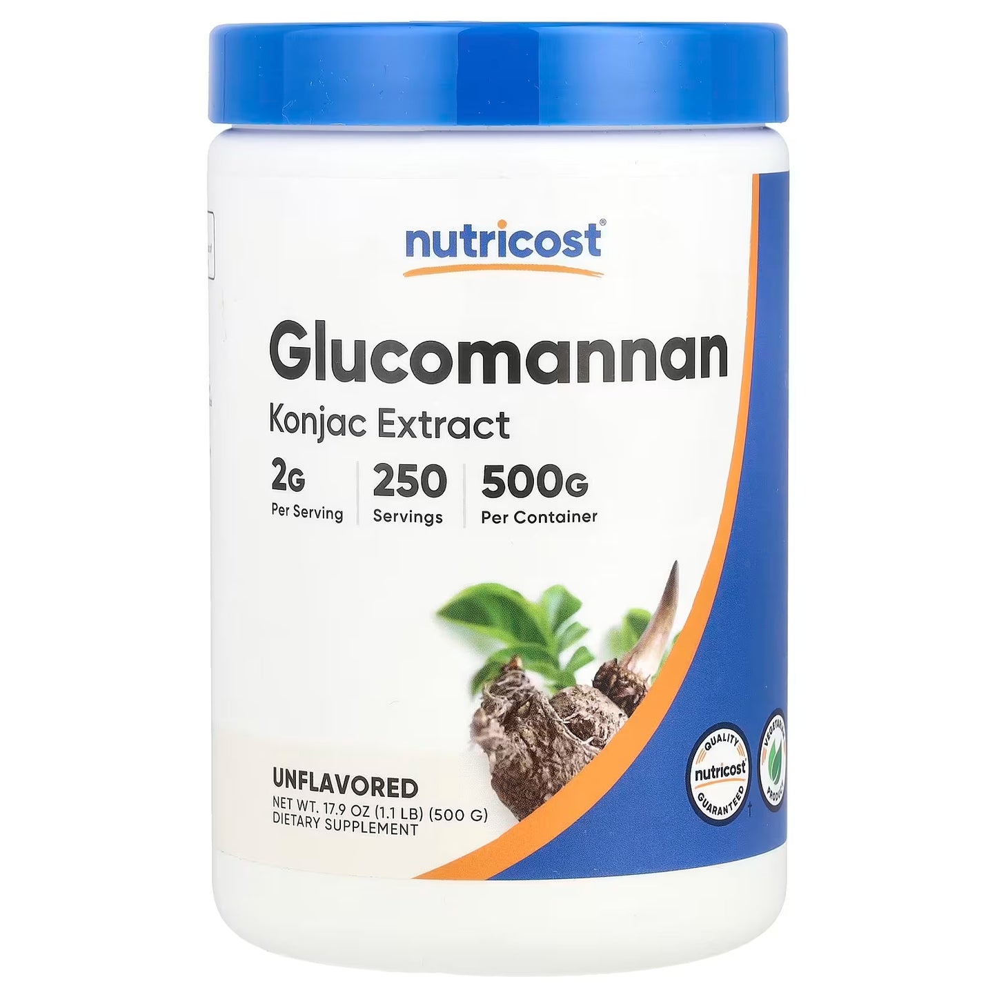 Nutricost Glucomannan Powder 500g – Pure Konjac Root Fiber SupplementNutricost, Glucomannan, Unflavored, 17.9 oz (500 g)