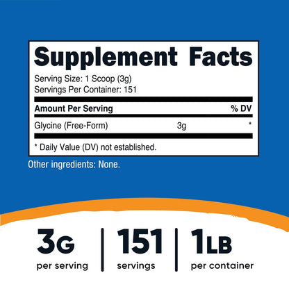 Nutricost Glycine Powder 1 lb (454g) – Pure Glycine Supplement, Non-GMO & Gluten-Free