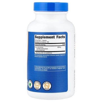 Nutricost Gotu Kola 500mg – 180 Vegetarian Capsules, Gluten-Free & GMO-Free Herbal Supplement