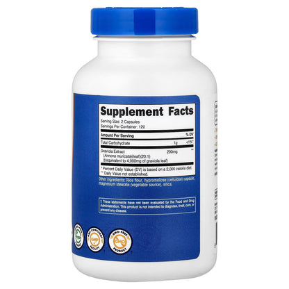 Nutricost Graviola Extract – 240 Capsules, 120 Servings, Gluten-Free Herbal Supplement