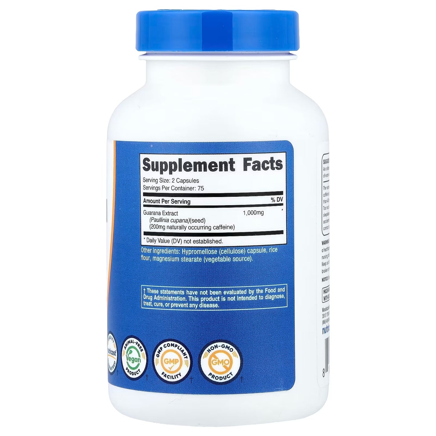Nutricost Guarana 1000mg – 150 Vegetarian Capsules, Natural Brazilian Caffeine & Energy Supplement